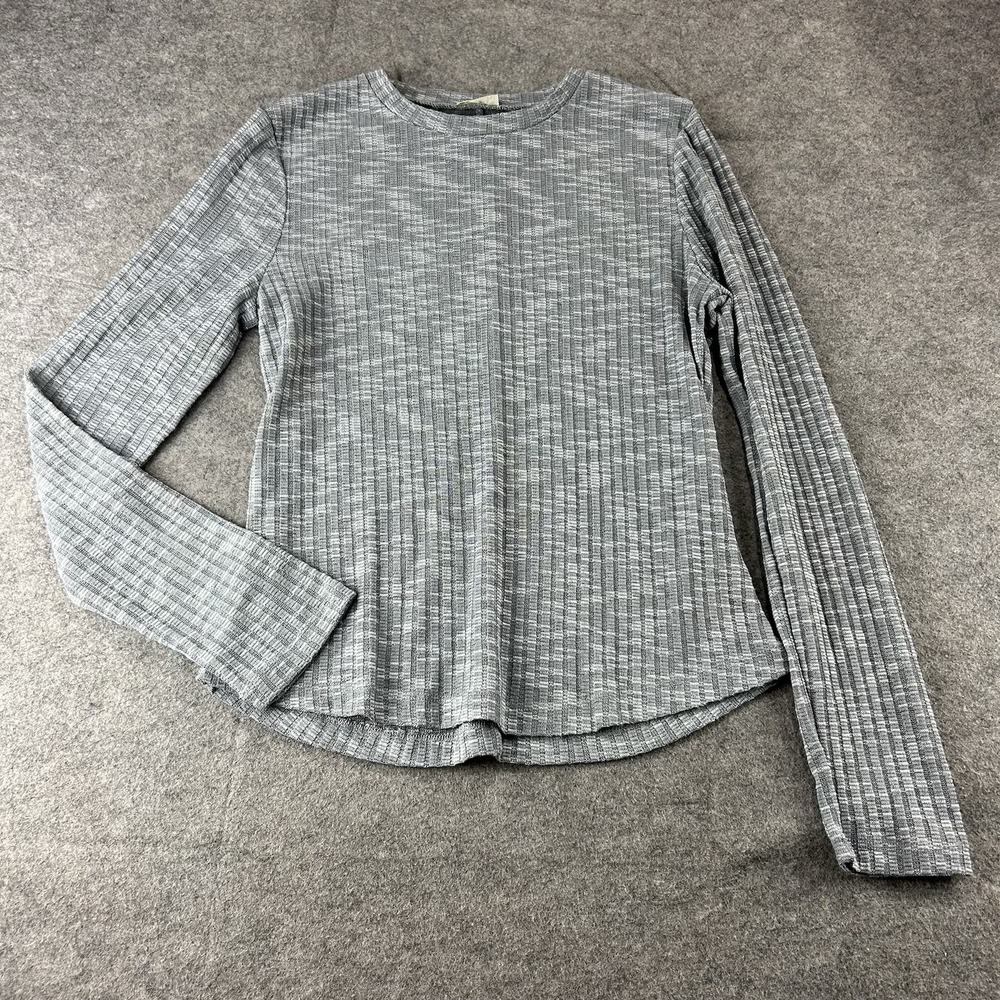 Free People Intimately Top Womens Medium Ribbed Knit Gray Shirt Baselayer